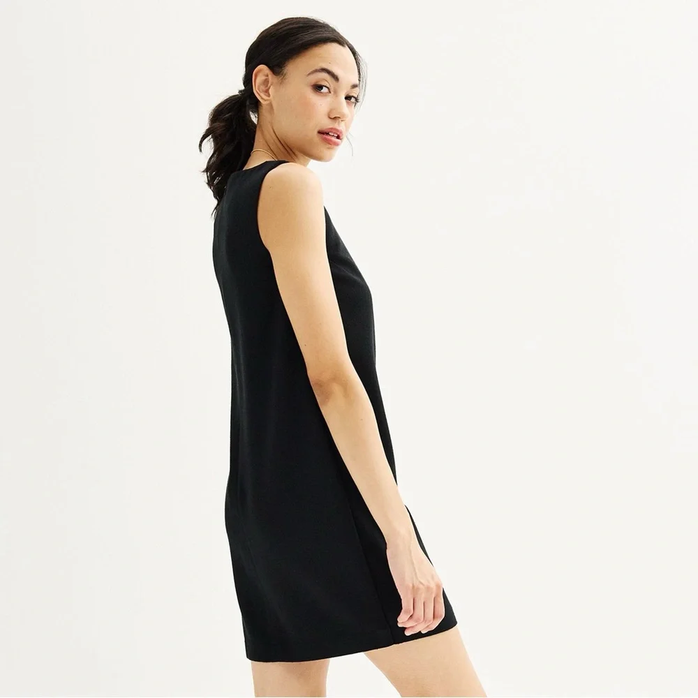 NWT Nine West Black Mini Sleeveless Dress Size XL Womens Minimalist Chic Neutral - Picture 2 of 11